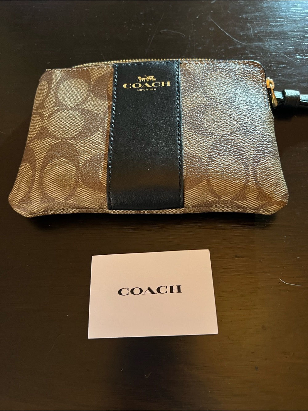Coach Coated Canvas Corner Zip Wristlet